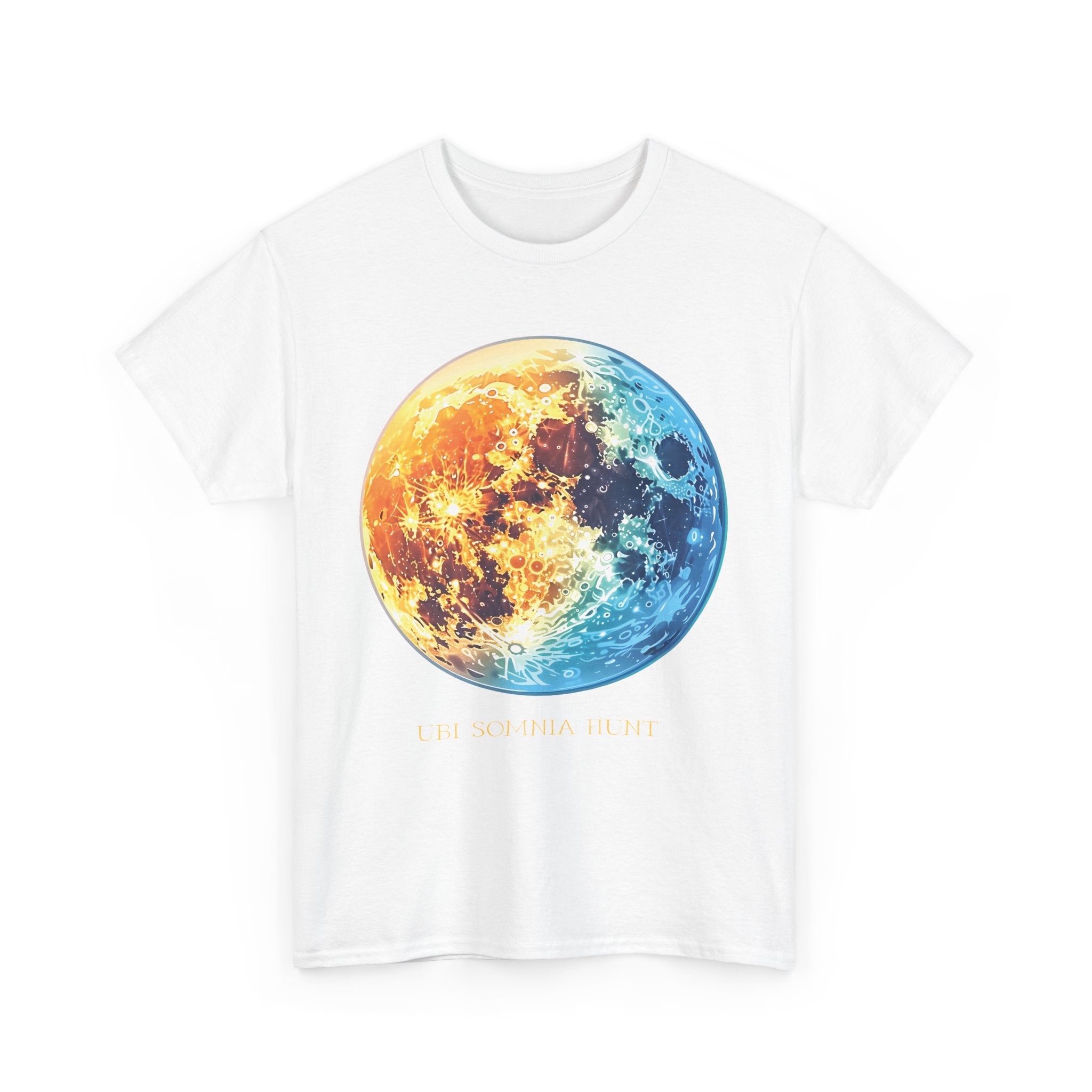 Celestial Dance Unisex Heavy Cotton Tee - Artistic Moon Graphic - Perfect for Everyday Wear
