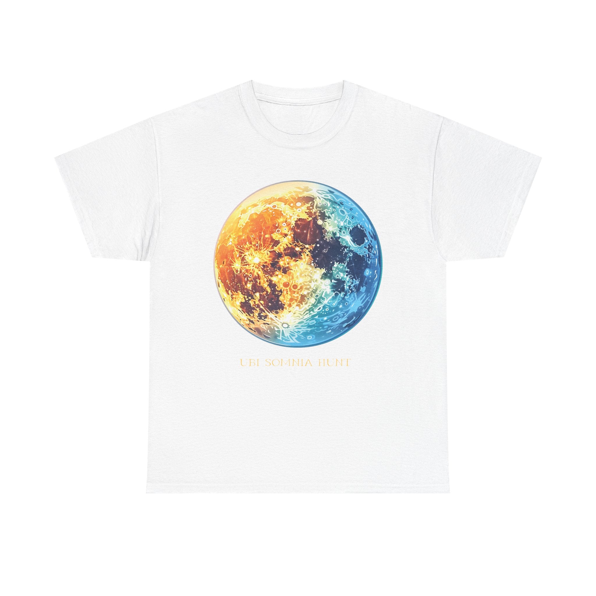 Celestial Dance Unisex Heavy Cotton Tee - Artistic Moon Graphic - Perfect for Everyday Wear